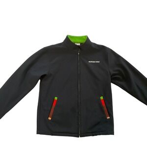 Burger King Manager Jacket Black Full Zip‎ Logo Lime Green Collar Casual Small